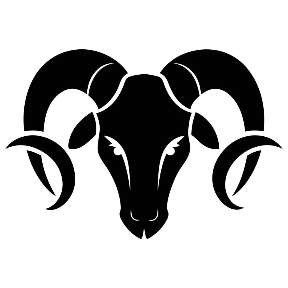 Black and white ram silhouette design vector