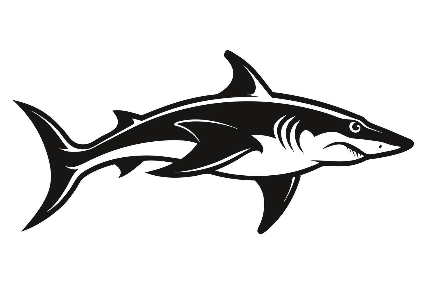 Black and white shark vector
