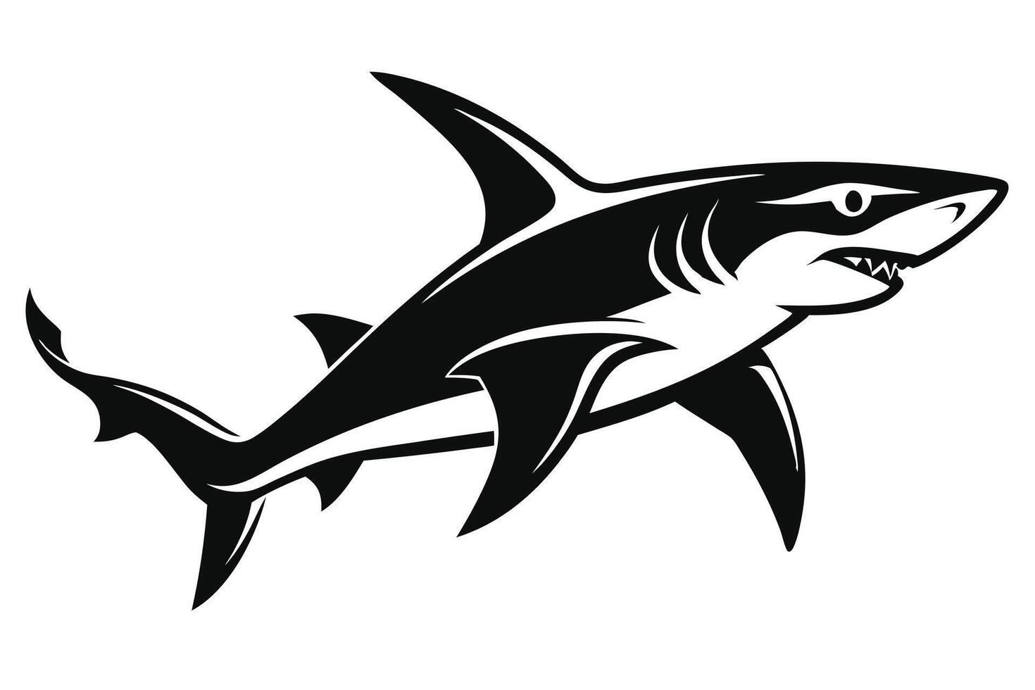Black and white shark illustration Design vector