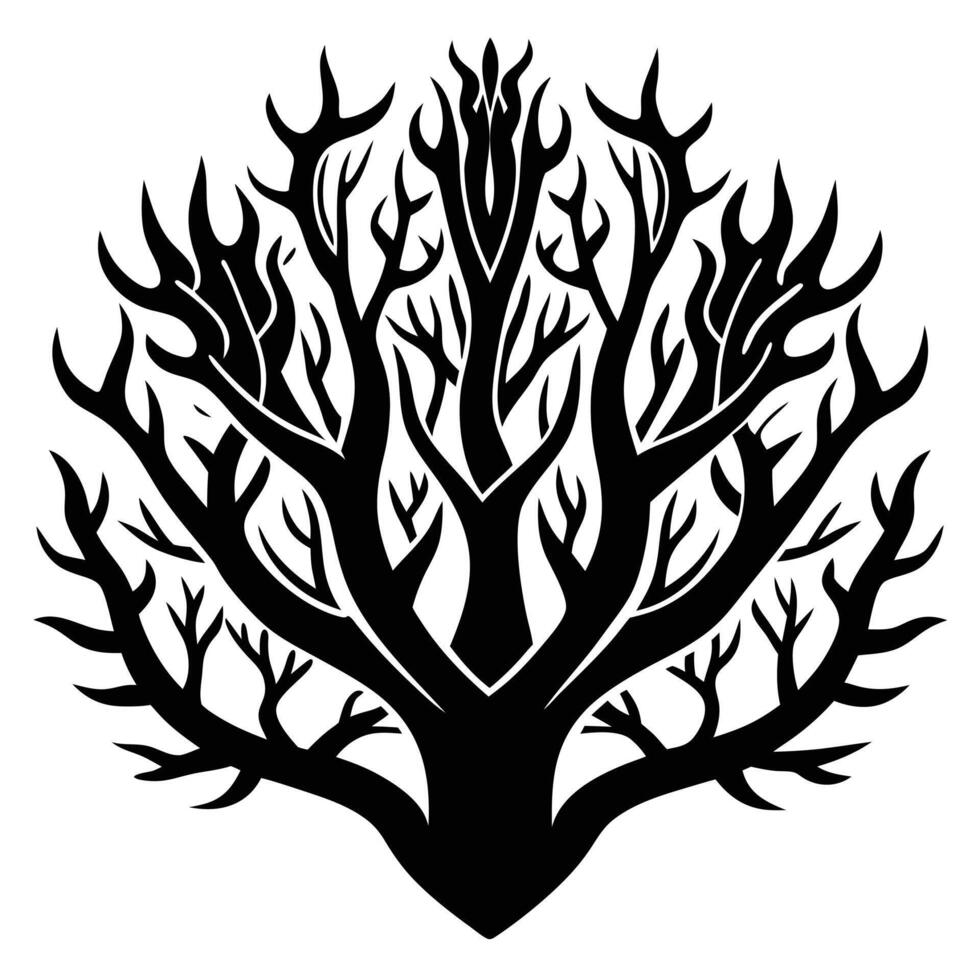 Artistic black and white tree silhouette vector