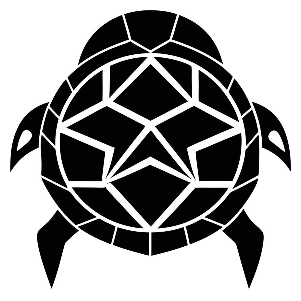 Geometric black turtle illustration on white vector