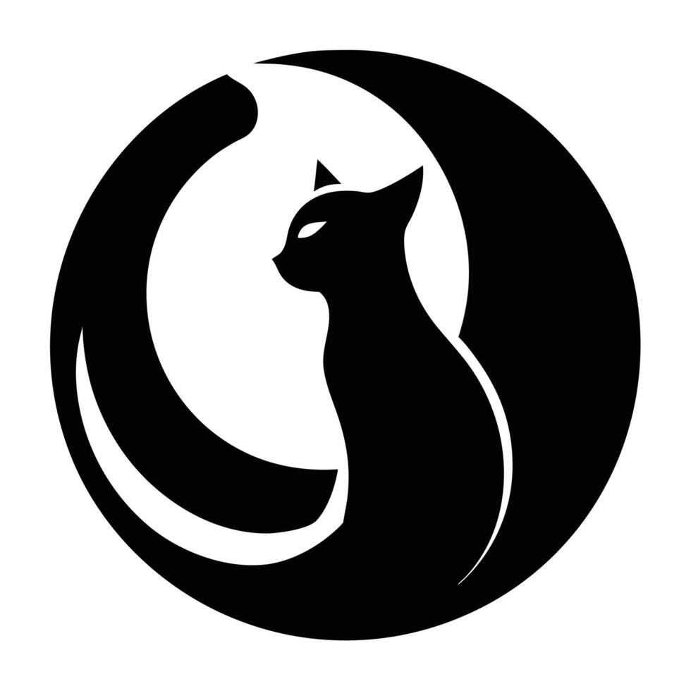 Black cat silhouette in crescent moon vector