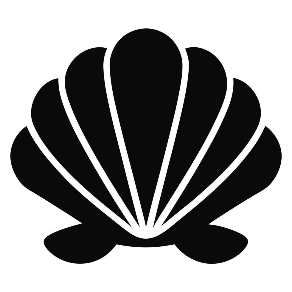 Black silhouette simple seashell illustration vector