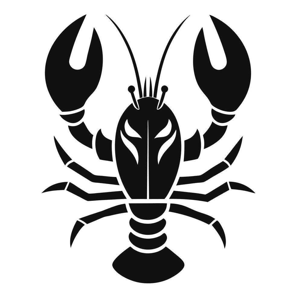 Silhouette of a black lobster on white vector