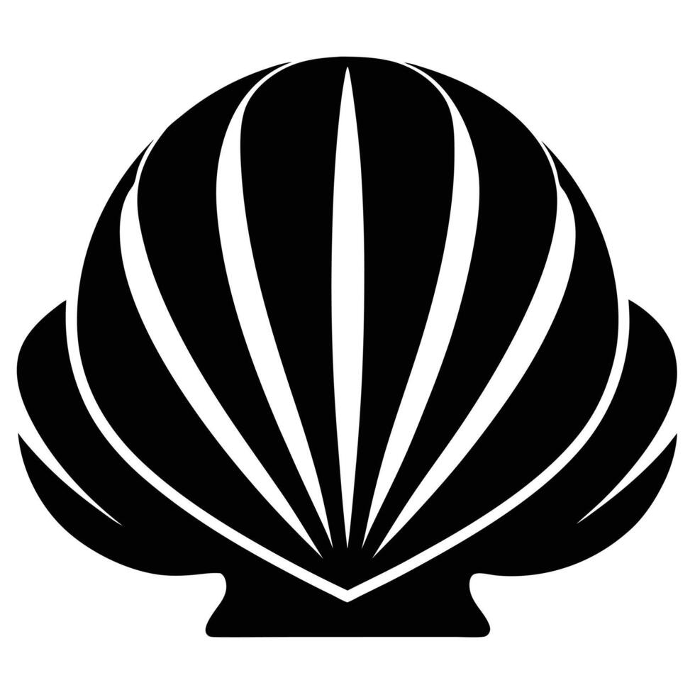 Black and white scallop shell design vector