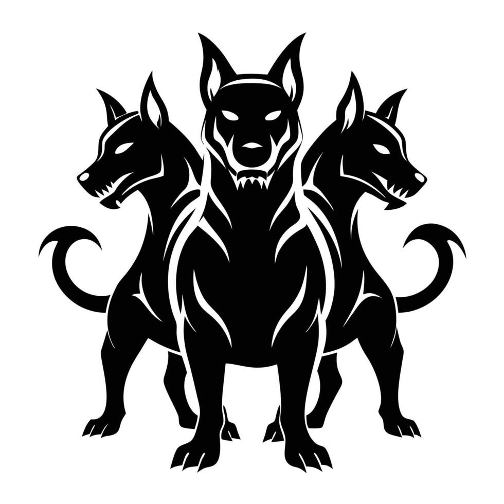 Cerberus mythological three headed dog icon vector