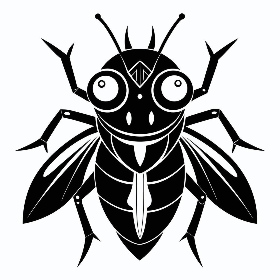 Stylized black and white bee illustration vector
