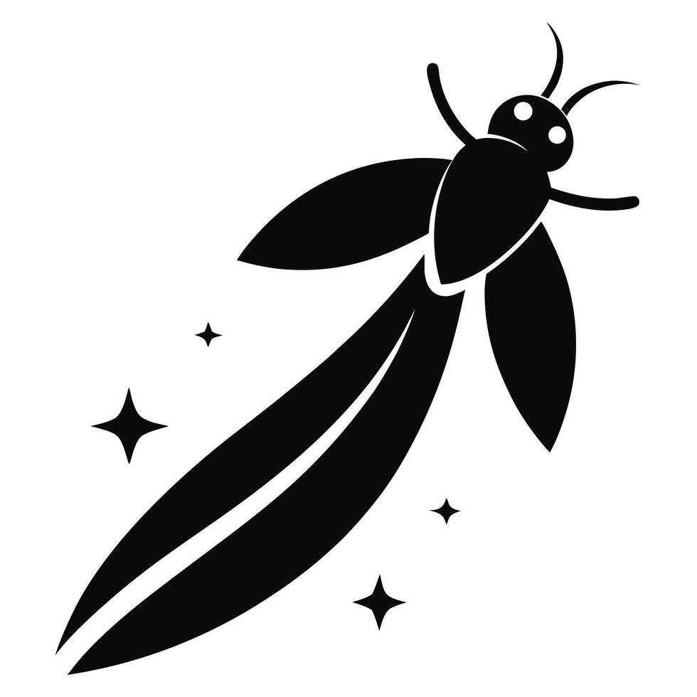 Stylized flying insect black and white vector