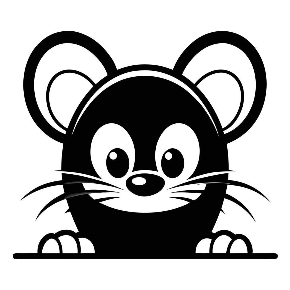 Cartoon mouse peeking over the edge vector