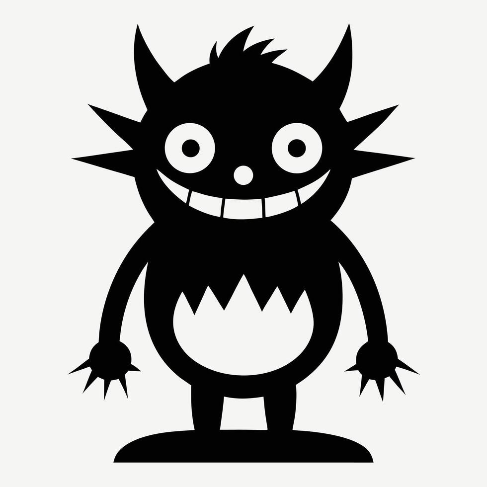 Smiling black monster cartoon illustration graphic vector
