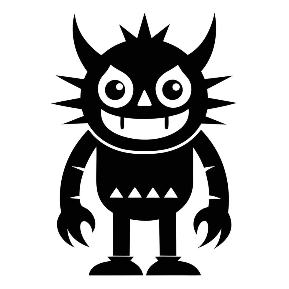 Evil monster cartoon character silhouette illustration vector
