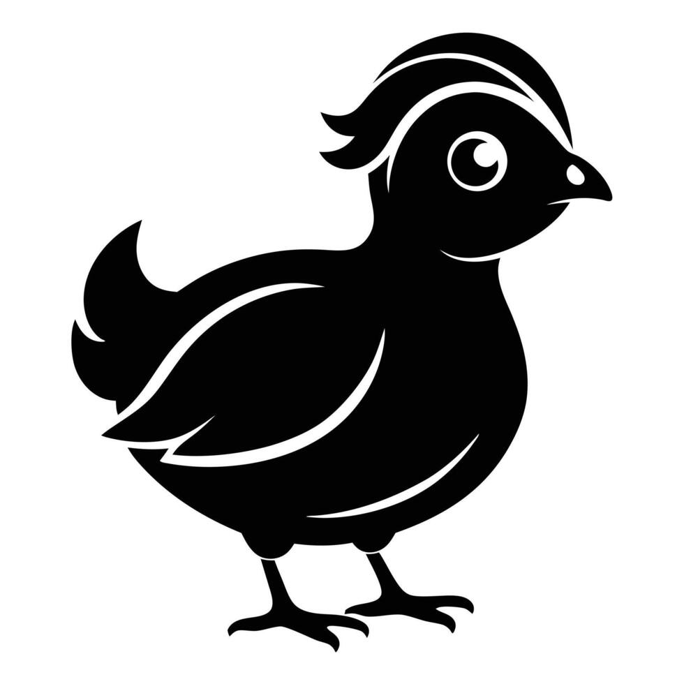 Black silhouetted chick on white background vector