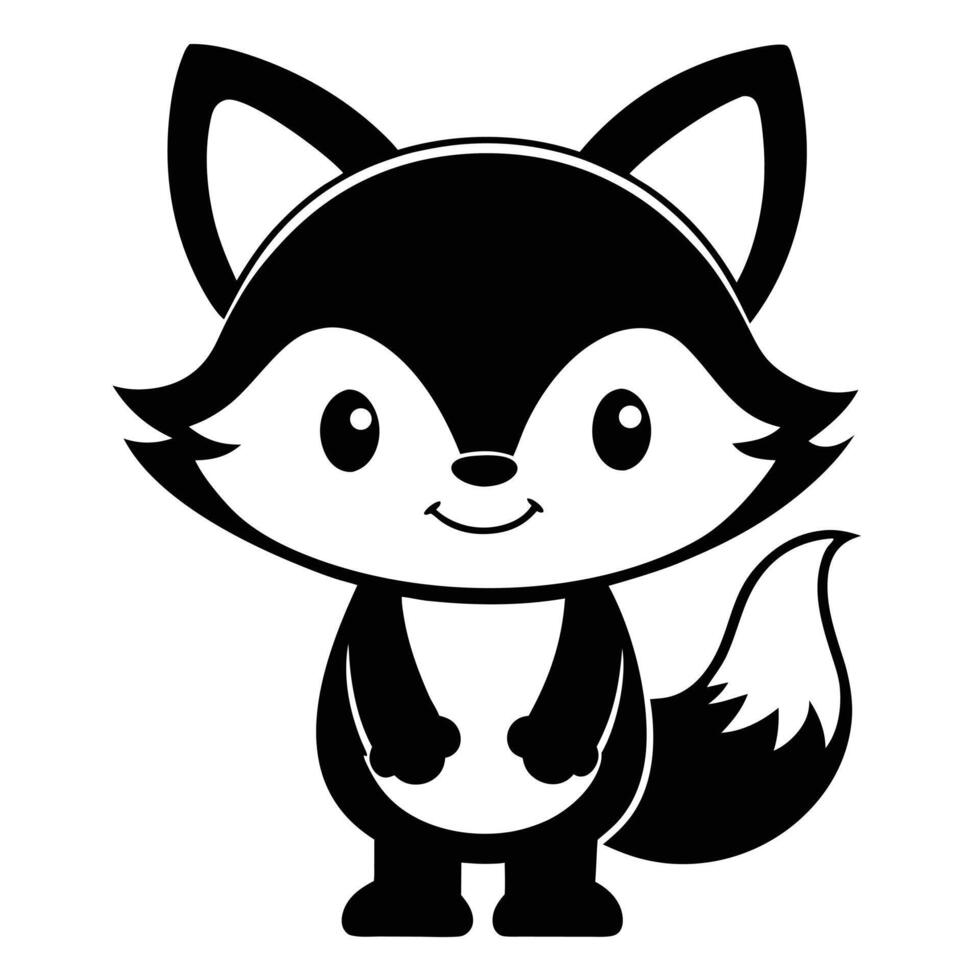 Cartoon fox black and white vector