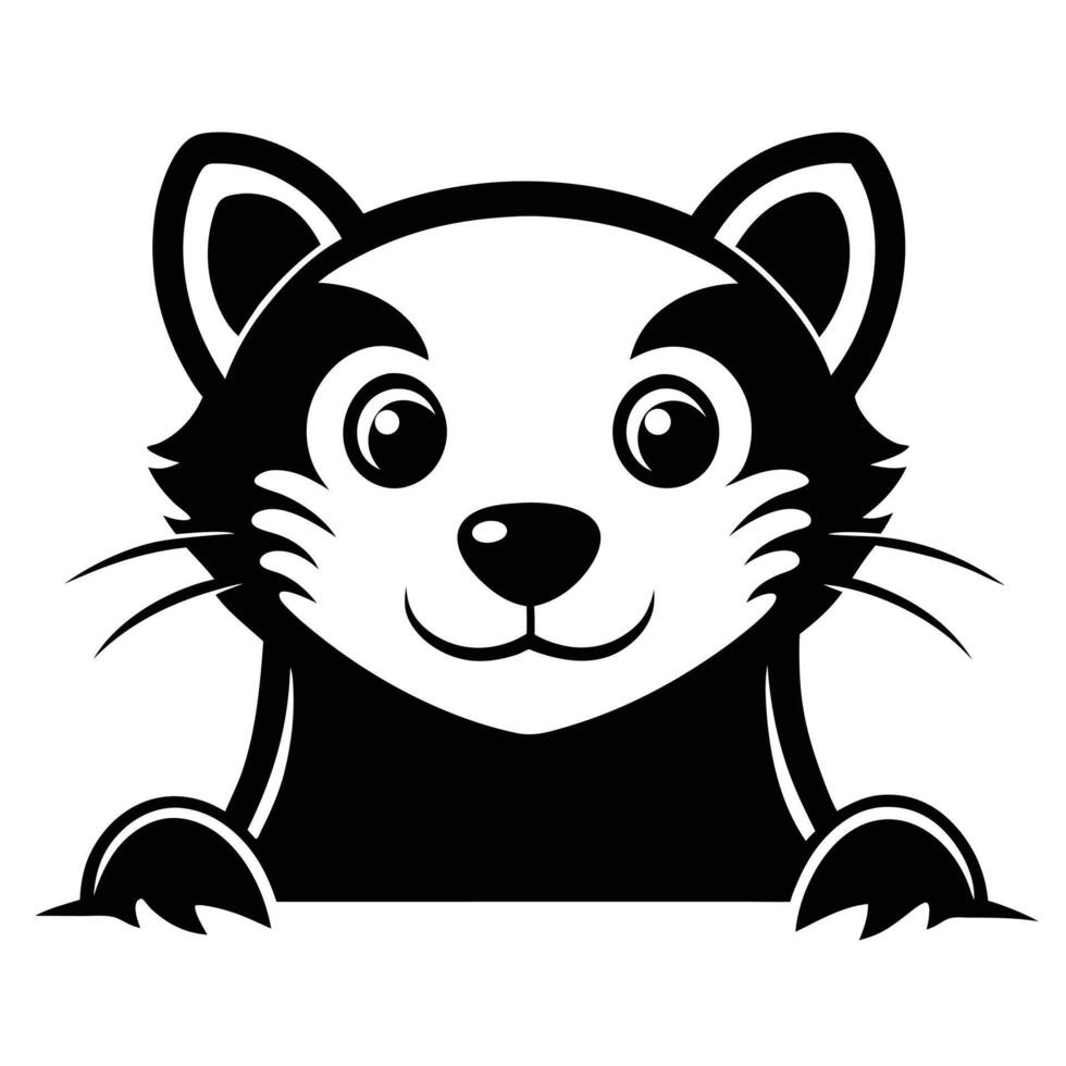 Cute cartoon raccoon peeking over a border vector