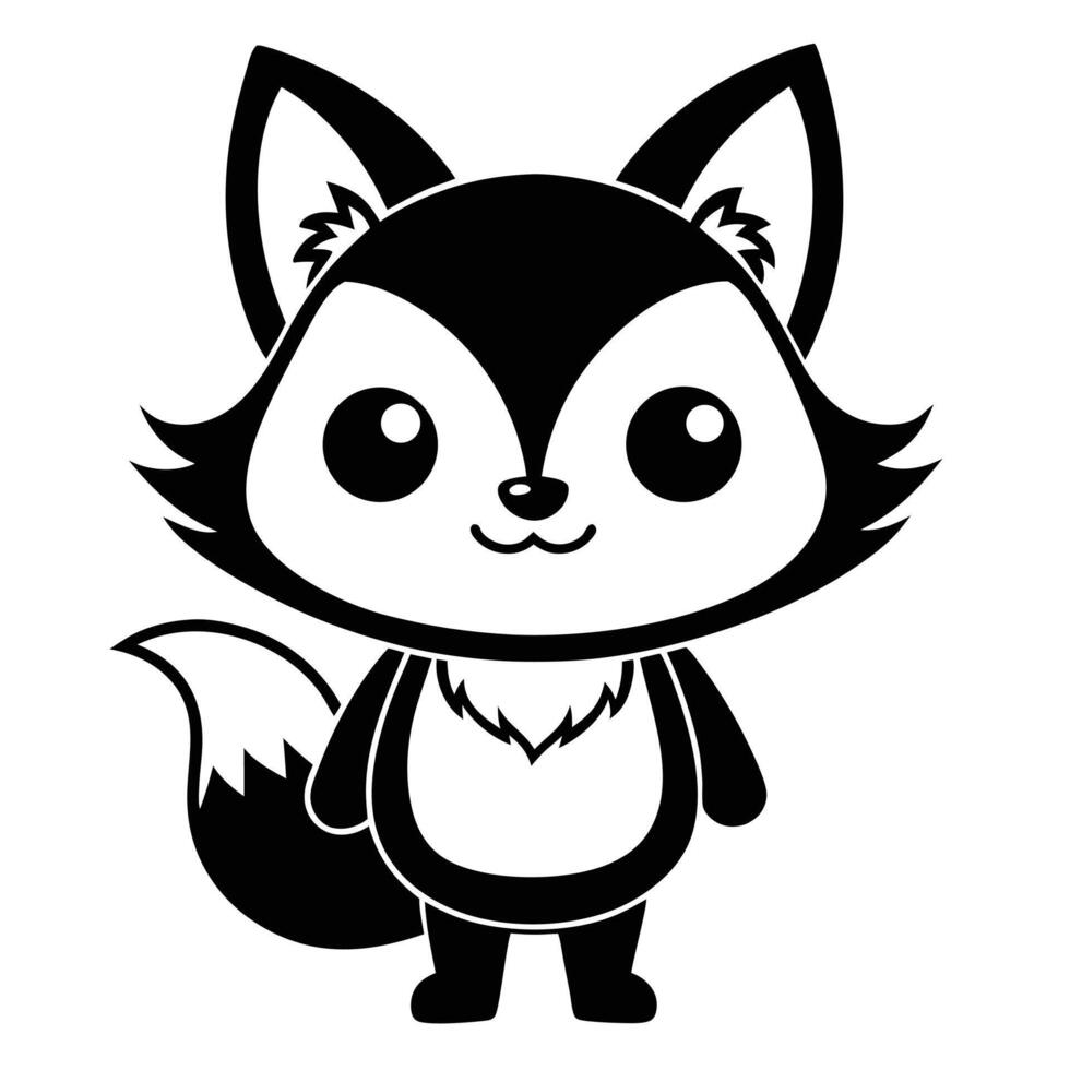 Cute cartoon fox black and white Design vector