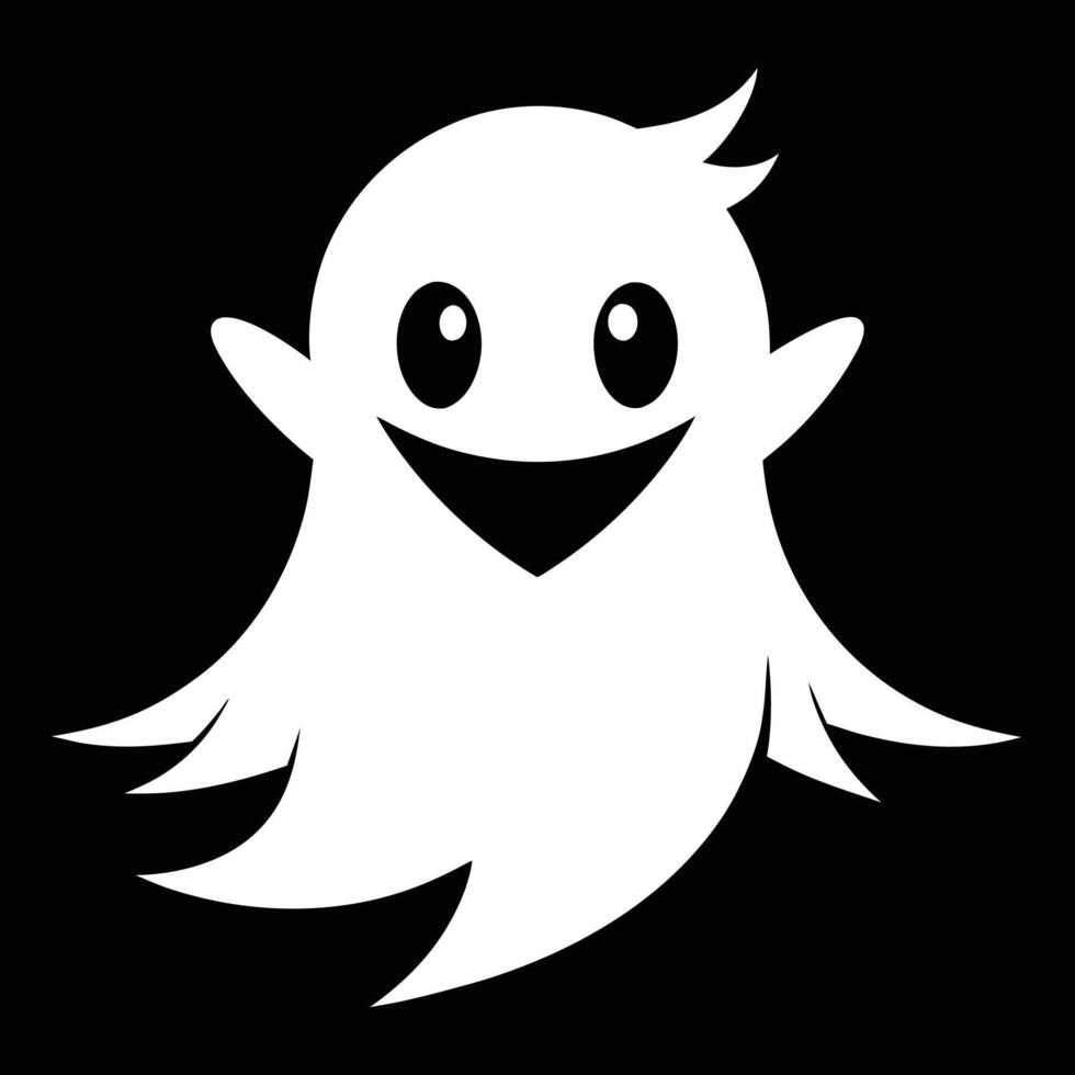 Smiling cartoon ghost silhouette illustration vector