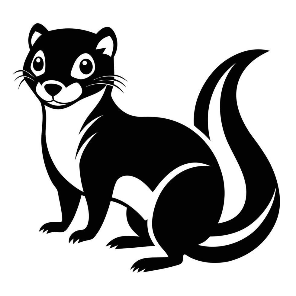 Cute cartoon skunk black and white vector