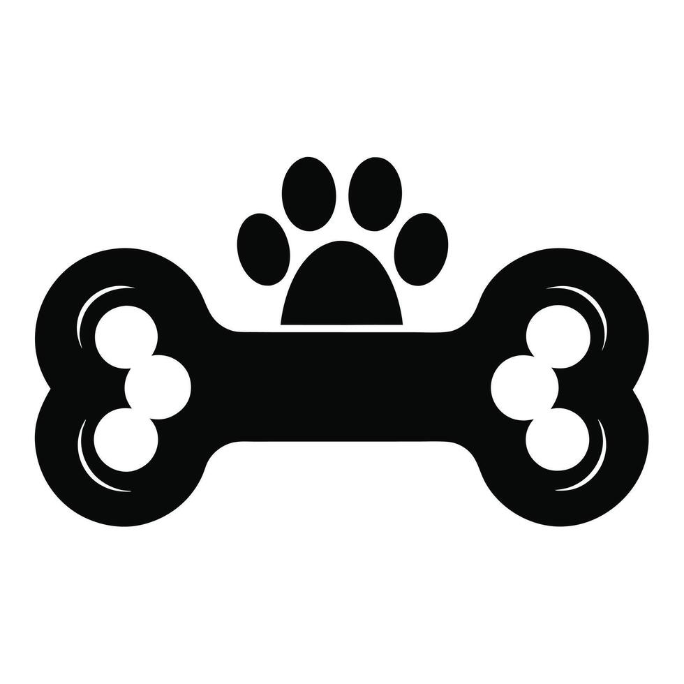 Dog bone paw print silhouette icon vector