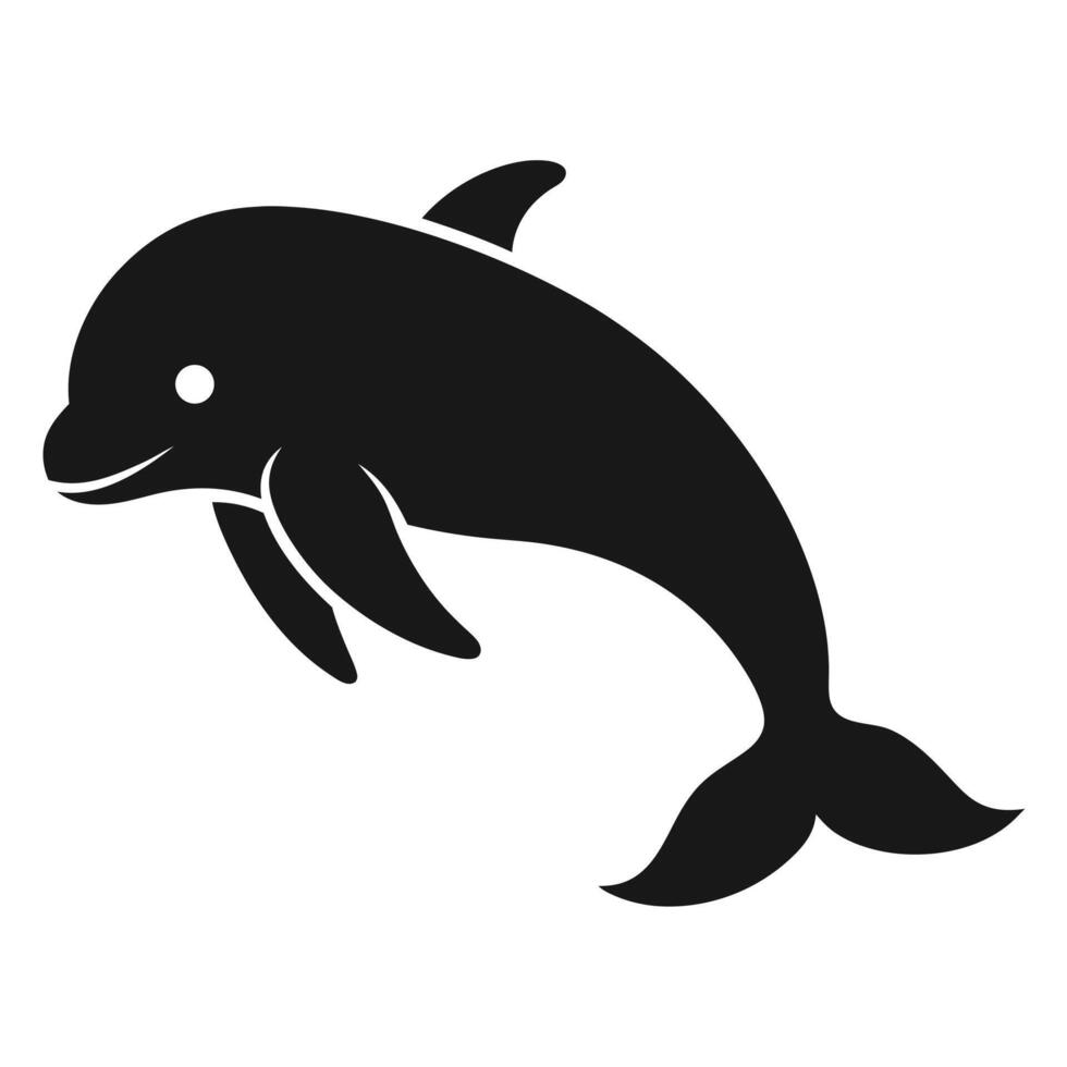Stylized black and white dolphin illustration vector