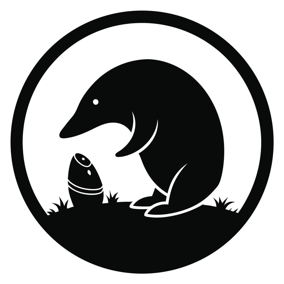 Anteater and egg in circle illustration vector