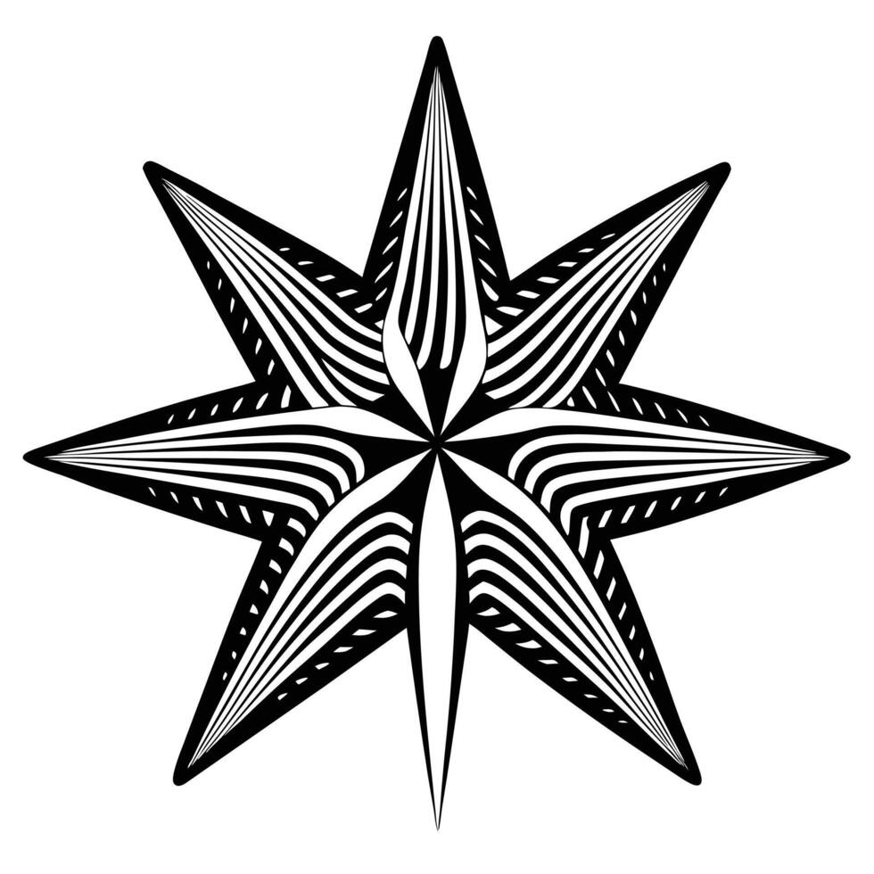 Geometric black and white star design vector