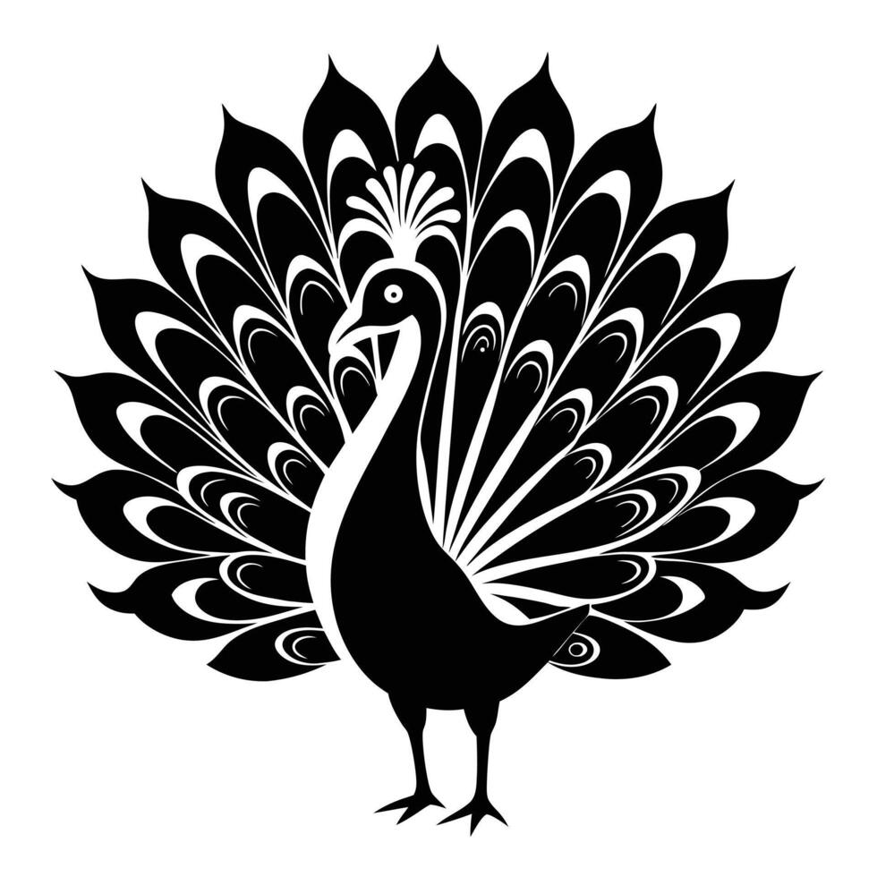 Elegant black and white peacock vector