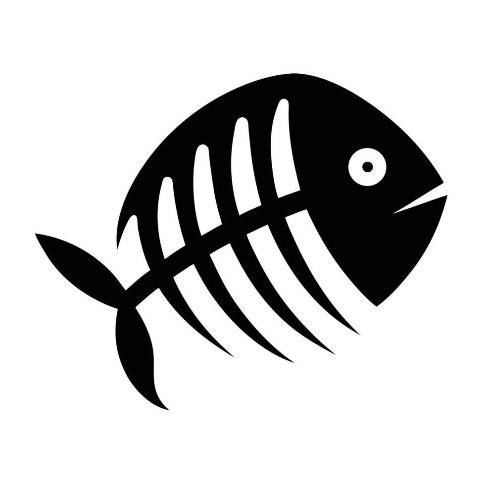 Black and white fish skeleton vector
