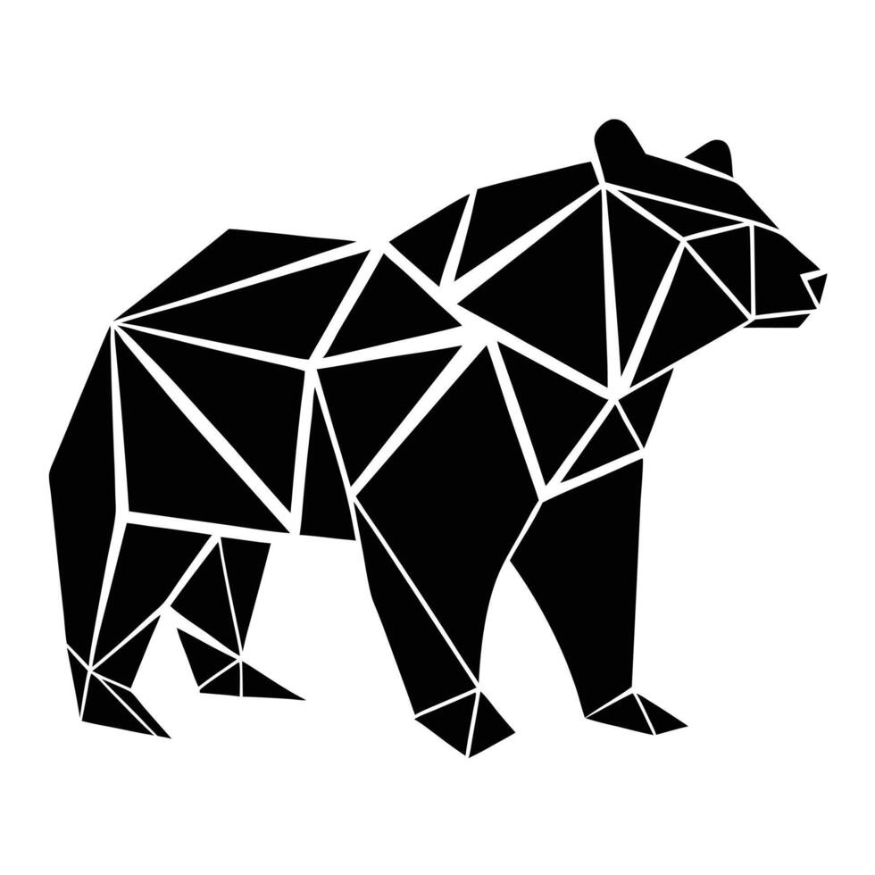 Geometric black bear illustration on white background vector