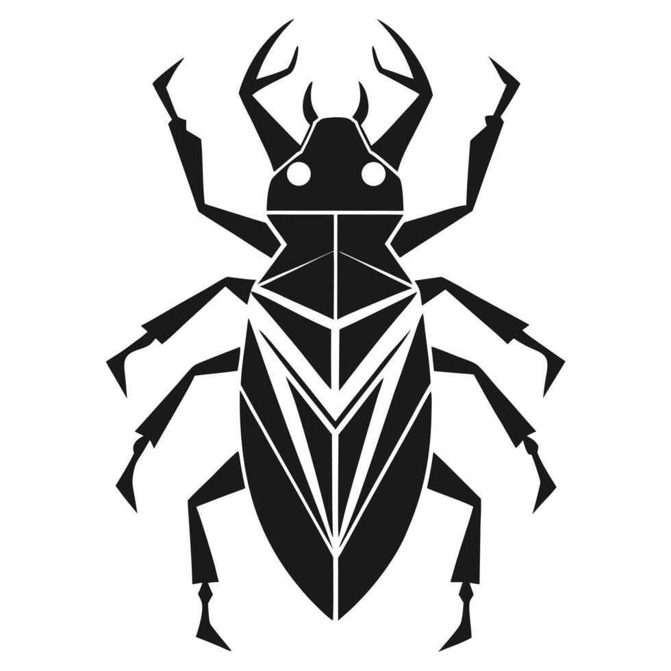 Stylized black beetle insect illustration vector