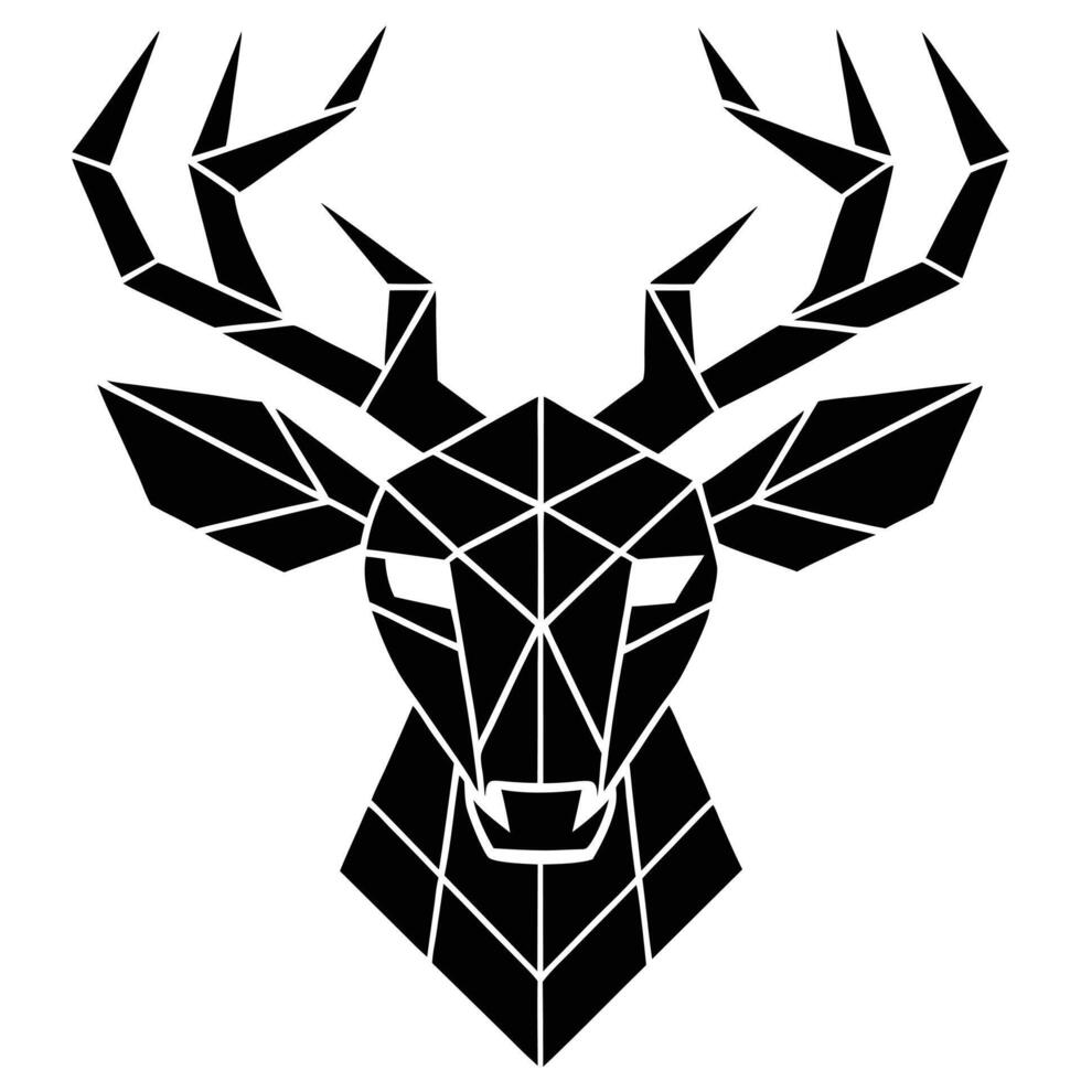 Geometric stag head silhouette illustration vector