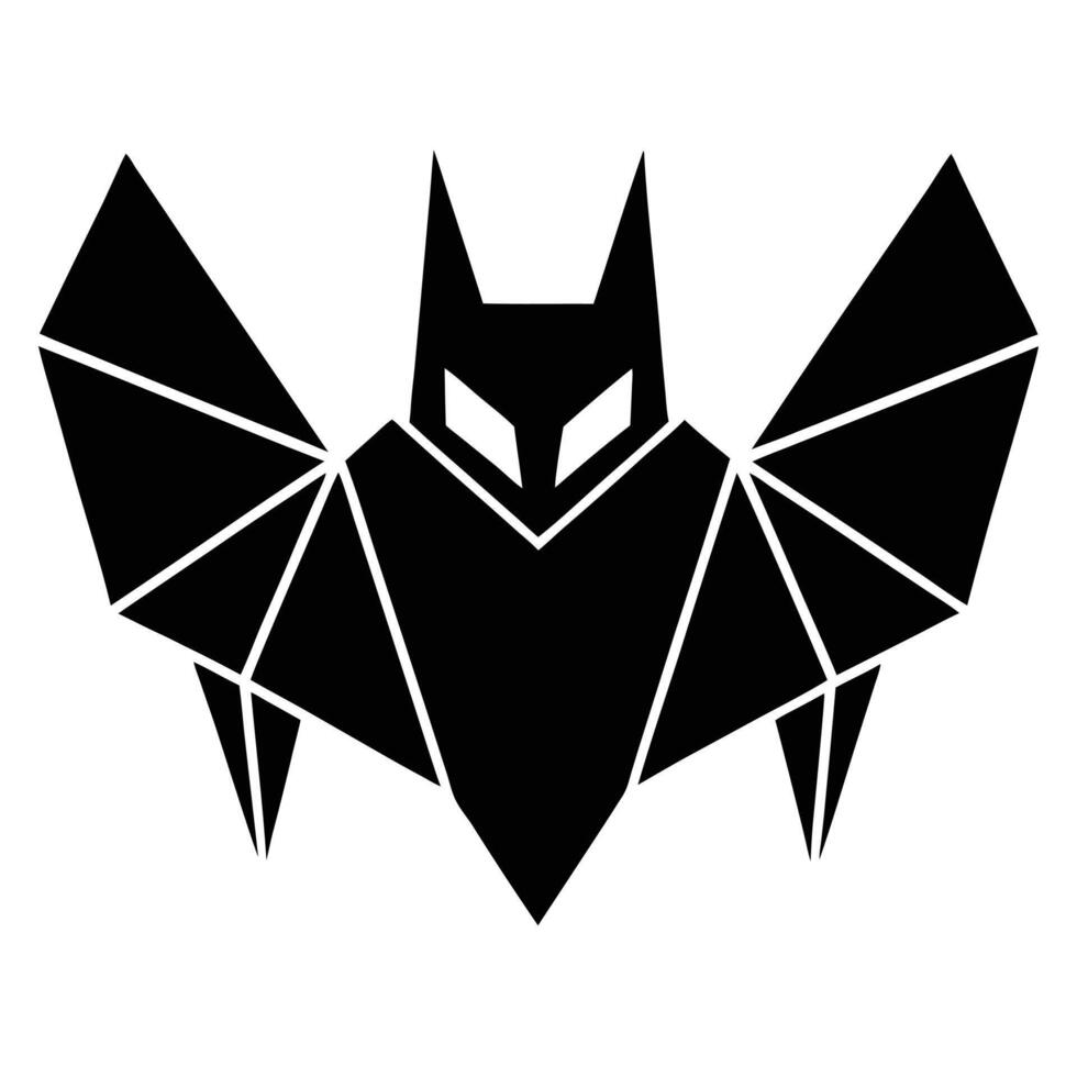 Geometric black bat silhouette illustration vector