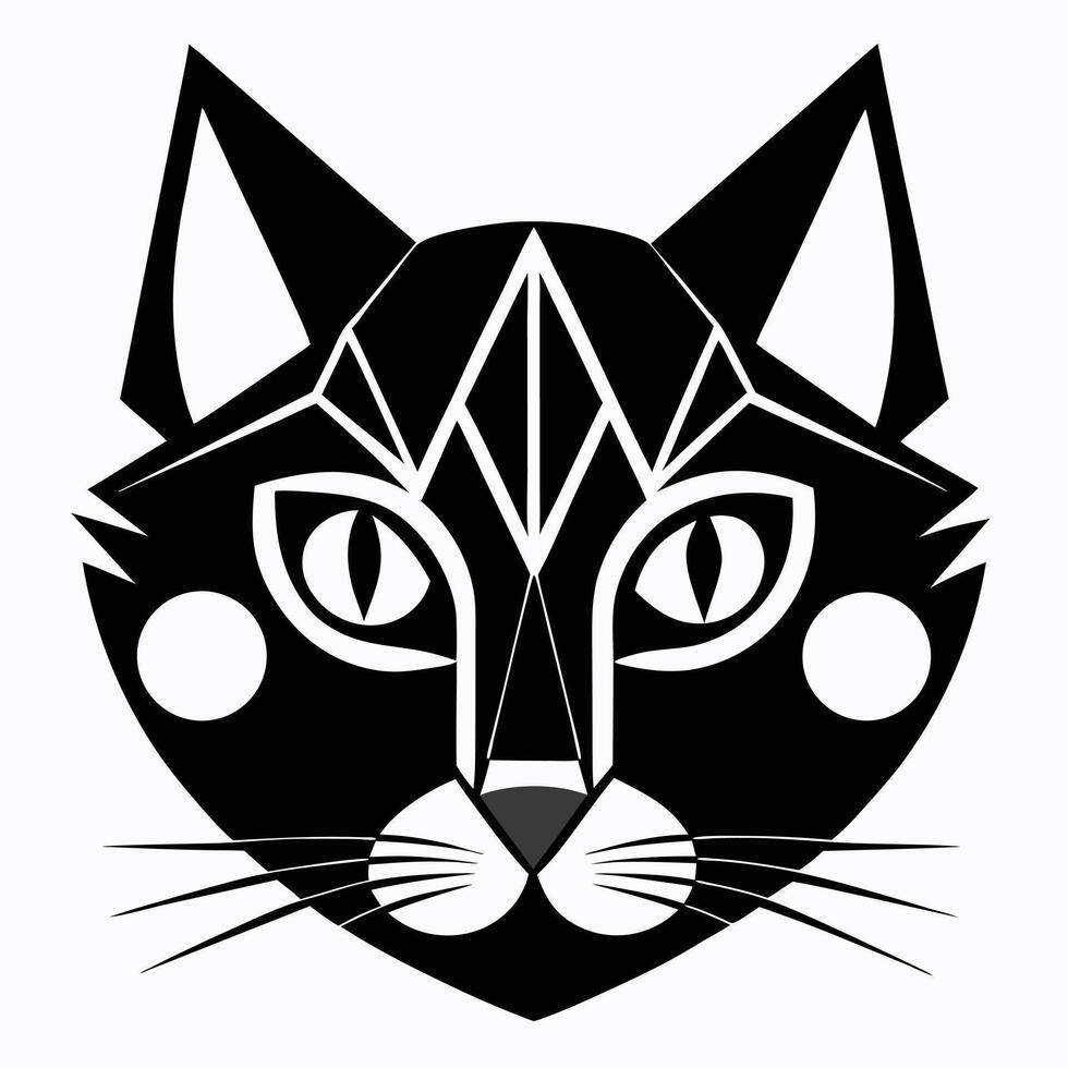 Geometric black cat face illustration vector