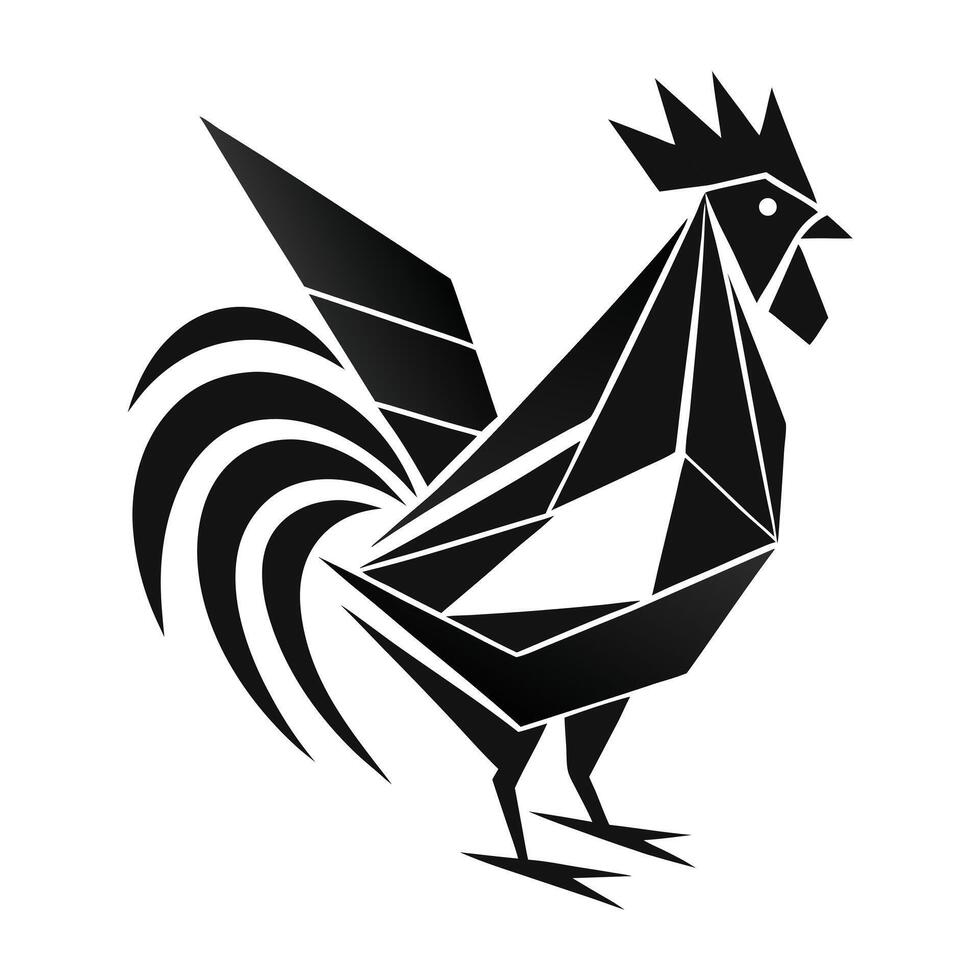 Geometric rooster design on white background vector