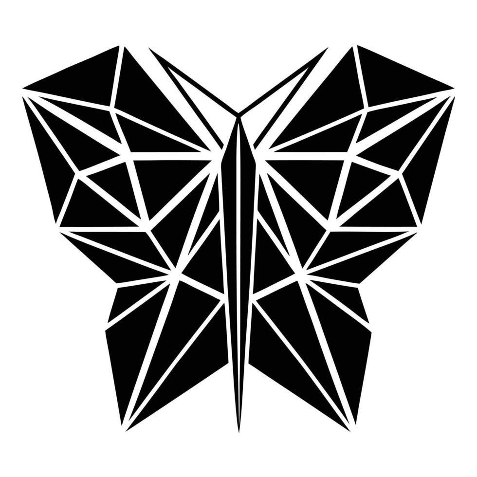 Geometric black butterfly on white background vector