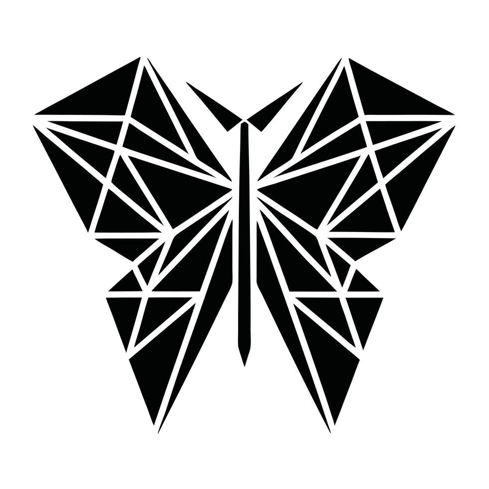 Geometric butterfly black and white vector