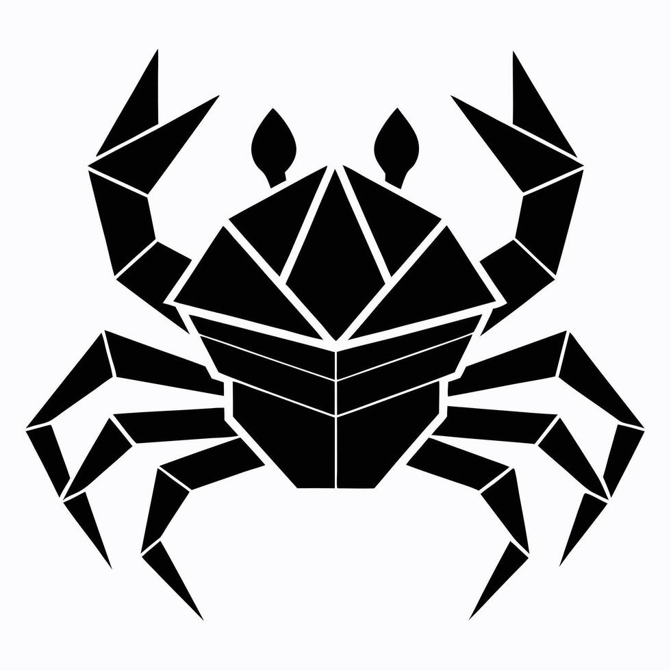 Geometric black crab illustration on white background vector