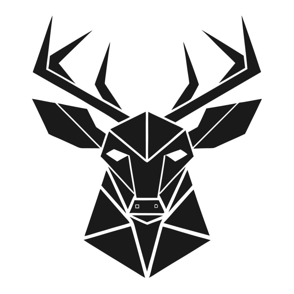 Geometric black and white deer head vector