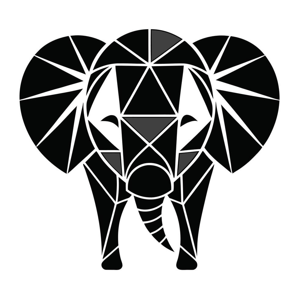 Geometric black and white elephant illustration vector