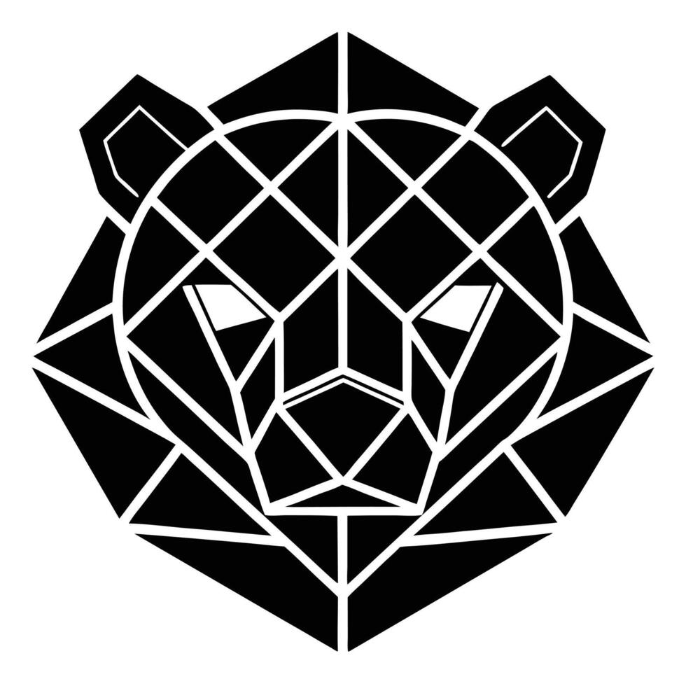 Geometric lion head black and white vector