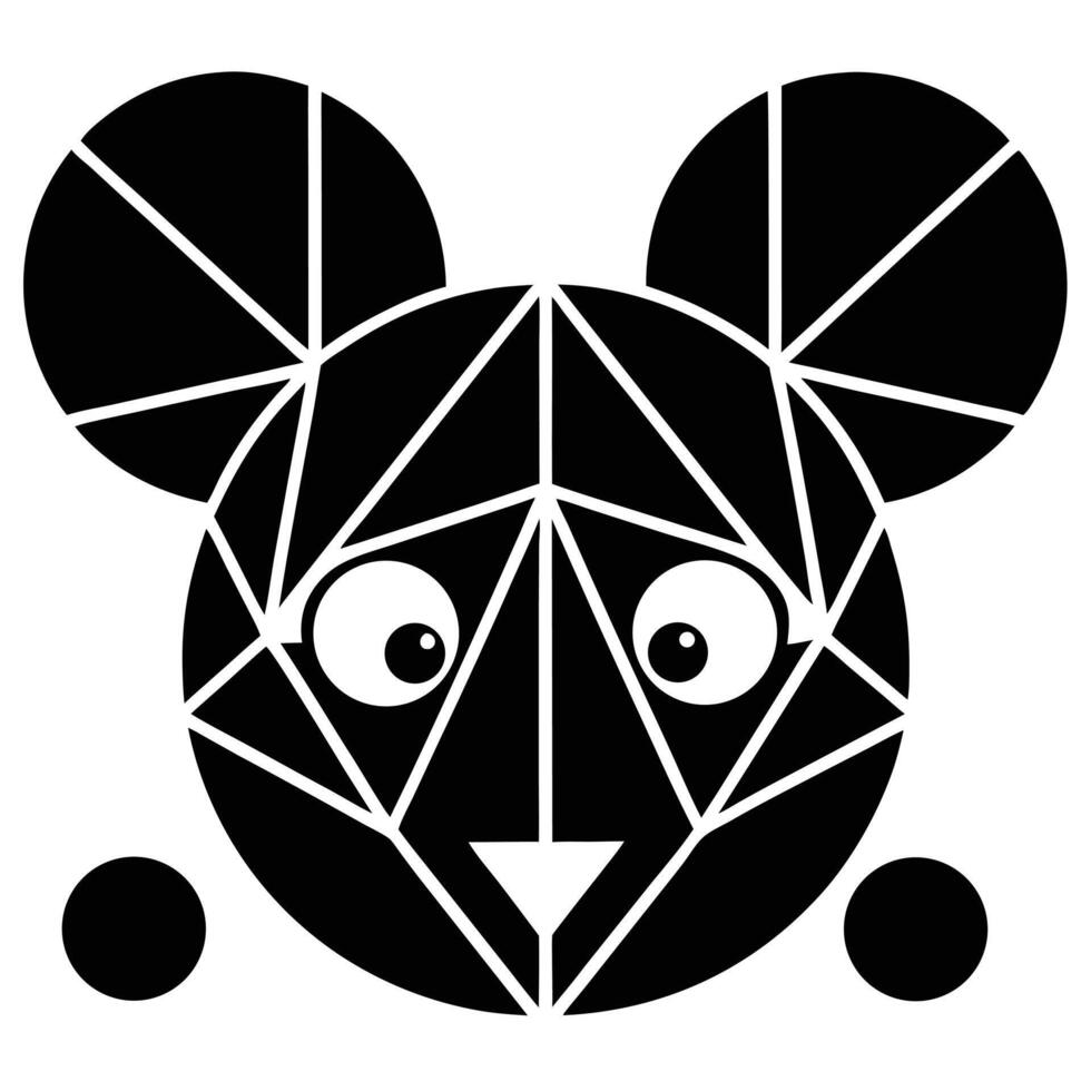 Geometric abstract bear face black and white vector