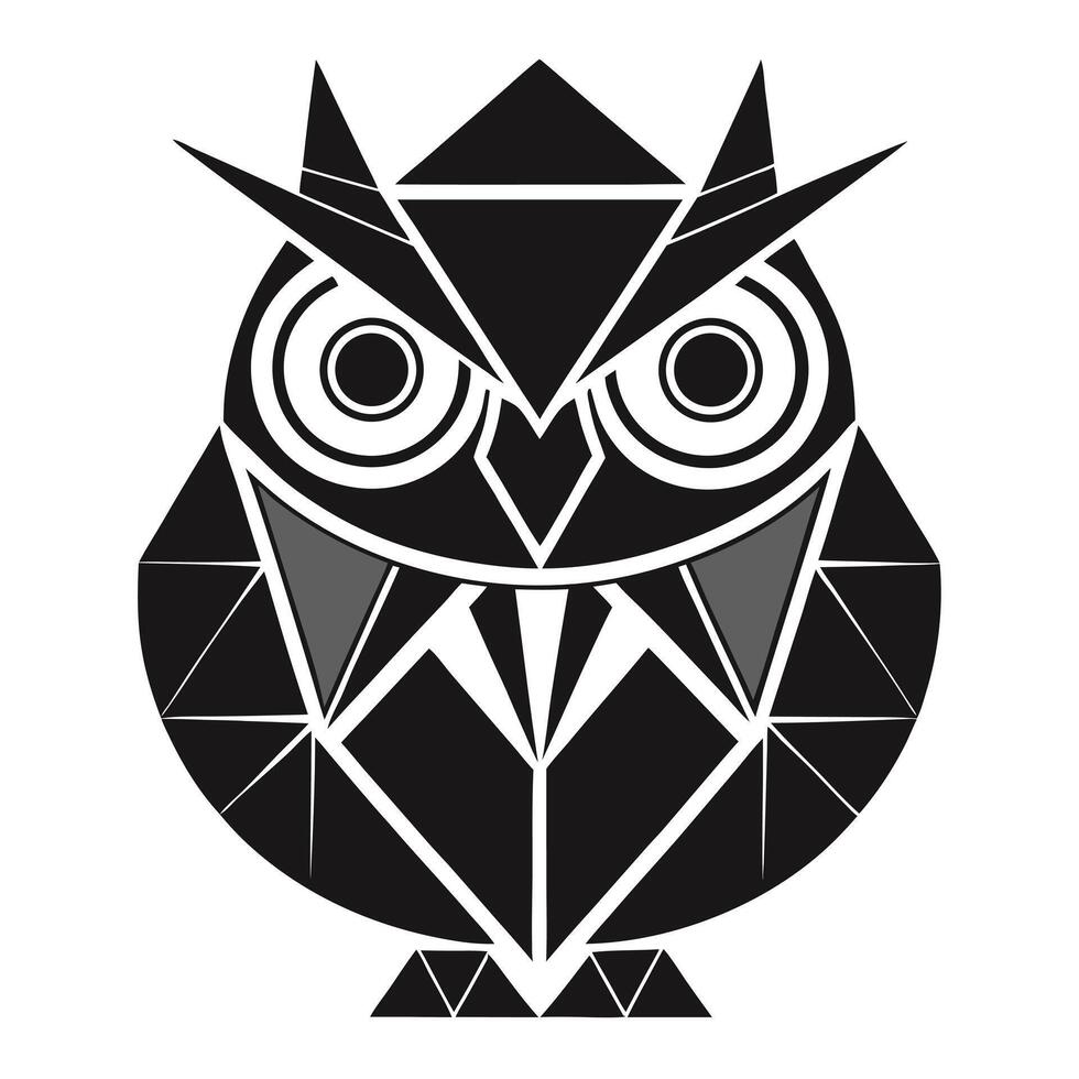 Geometric black and white owl design vector