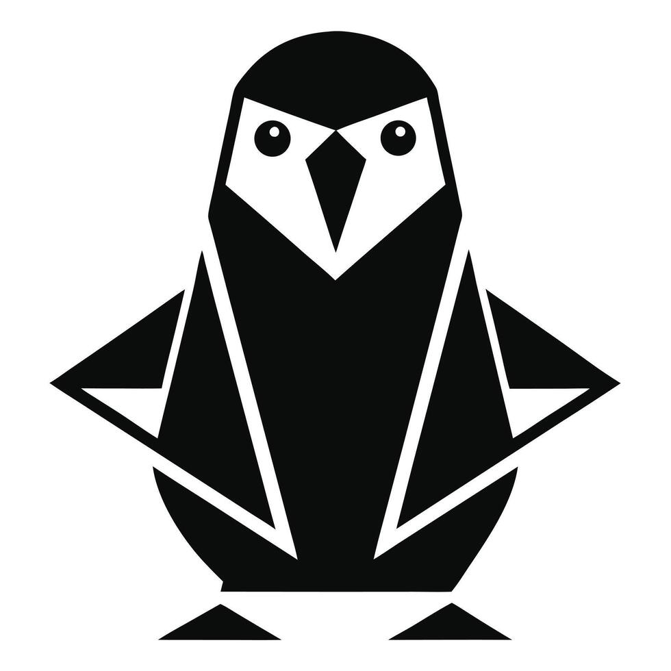 Black and white geometric penguin design vector