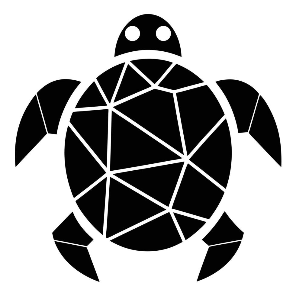 Black and white geometric sea turtle vector