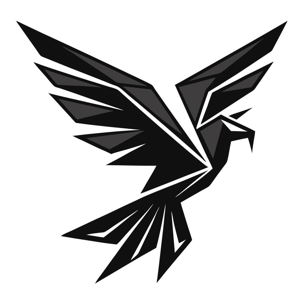 Abstract geometric black bird logo design vector