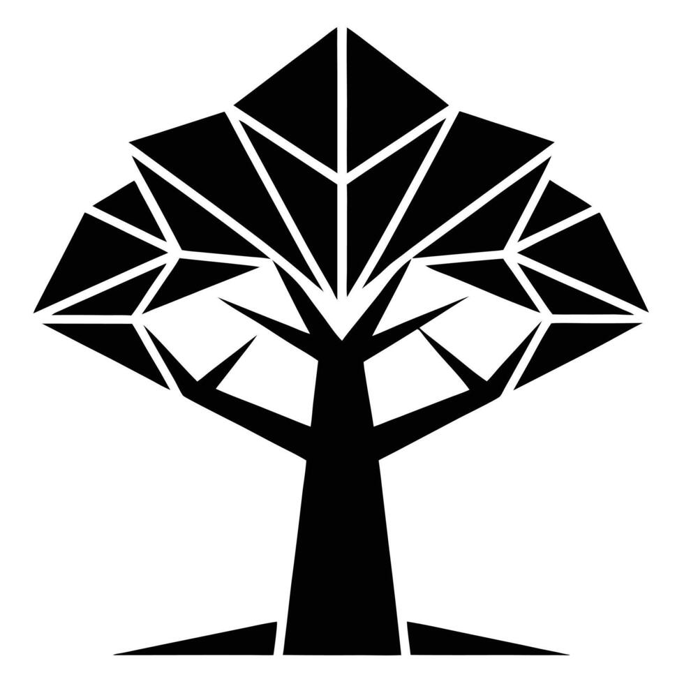 Geometric black tree illustration design vector