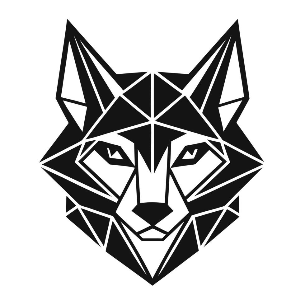 Geometric black wolf head design vector