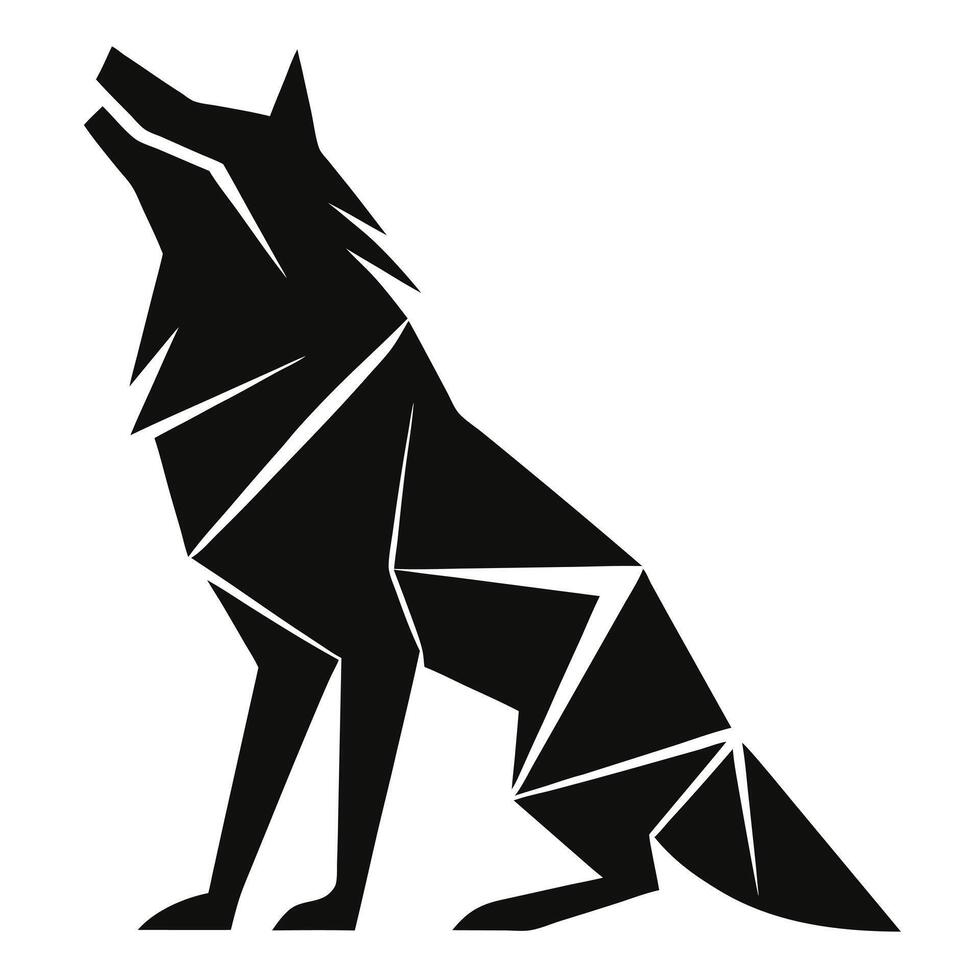 Geometric black wolf howling silhouette vector