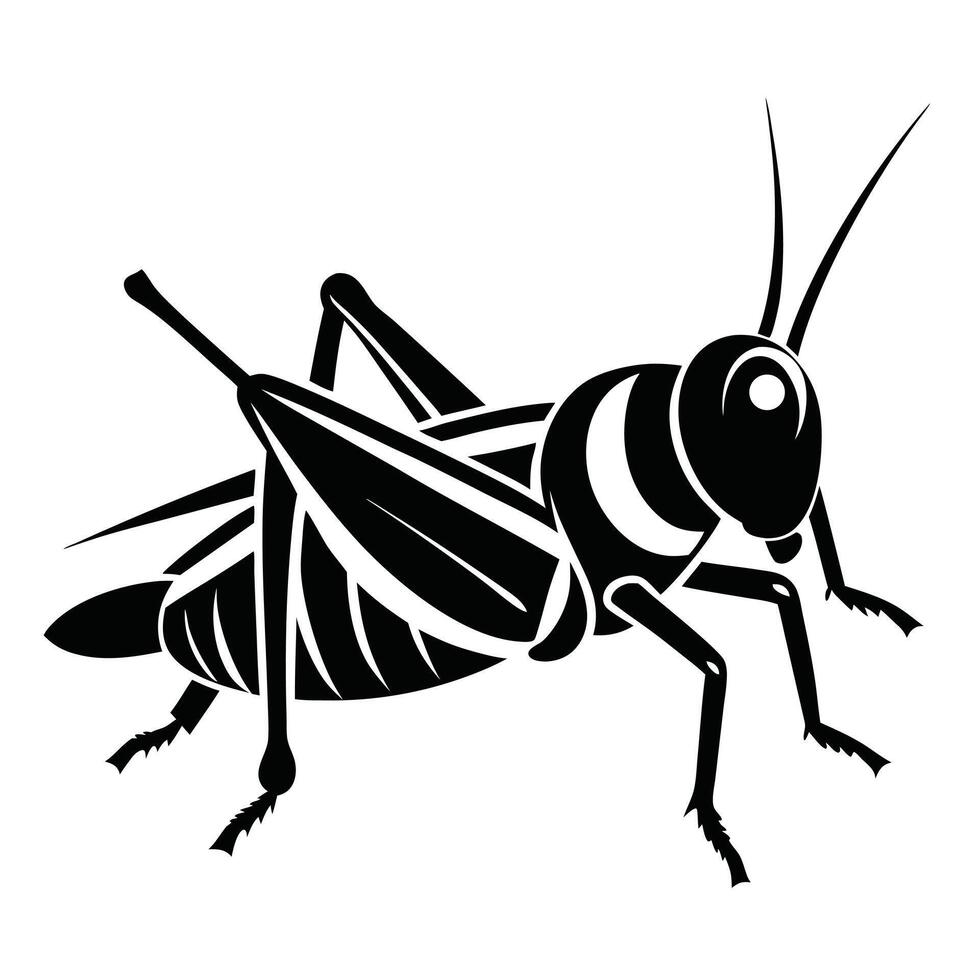 Black and white grasshopper illustration design vector