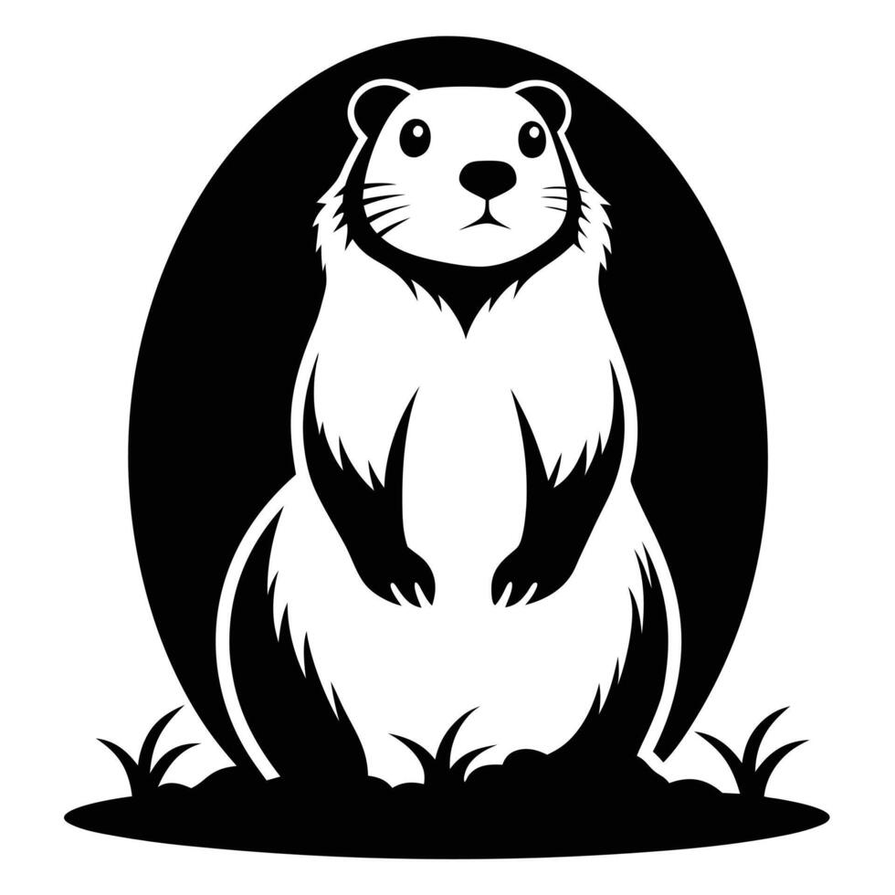 Groundhog illustration black and white mascot vector