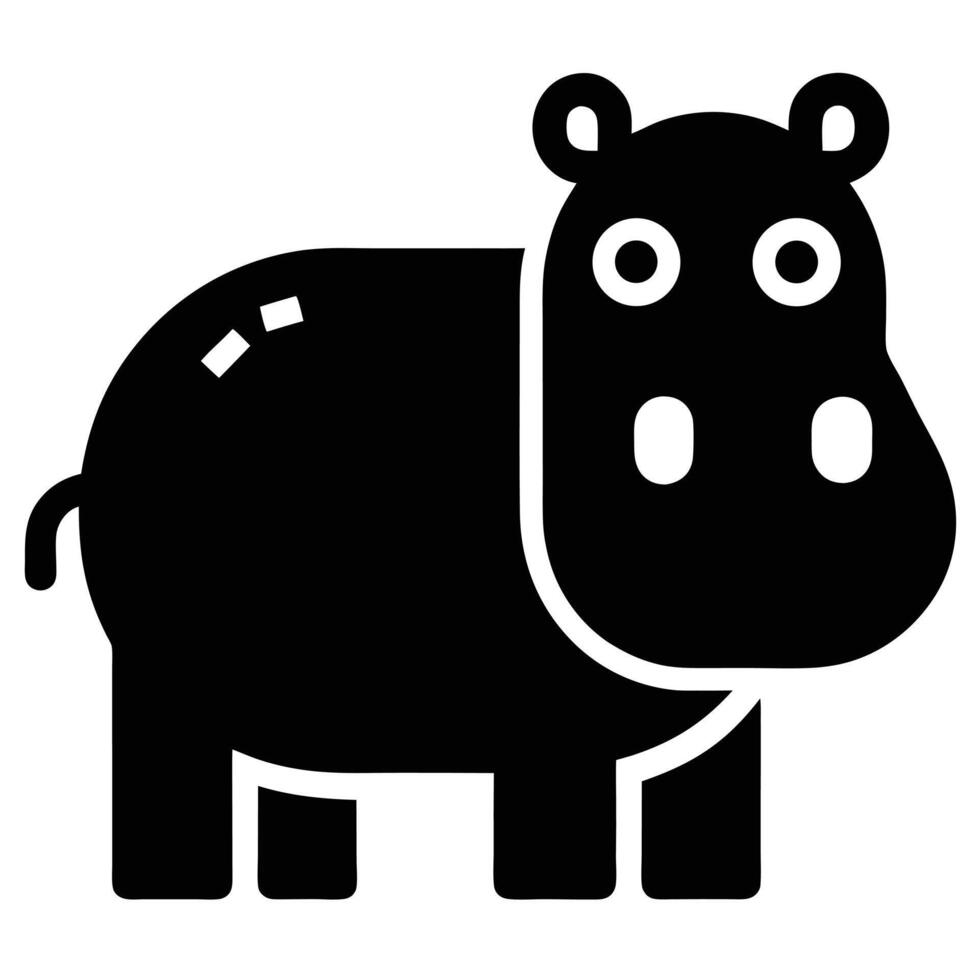 Simple black and white hippopotamus icon vector